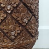 Carved wooden lamp base