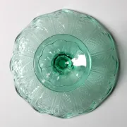 Pressed Glass Pedestal Bowl / Vintage Georgia Green Fruit Bowl / Ukraine /