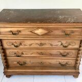 Chest of drawers in oak and pink marble 50s