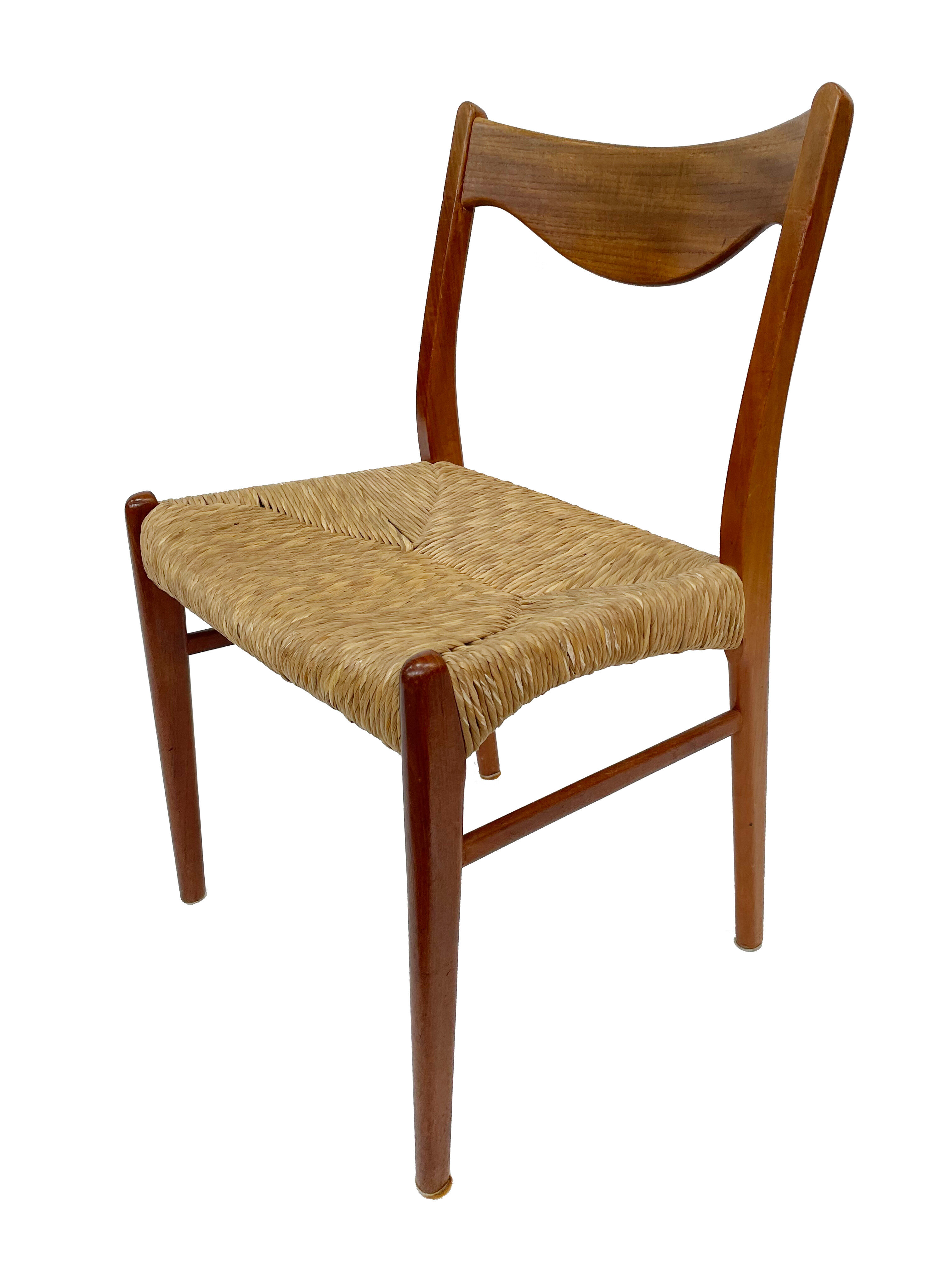 Mid-century teak dining chair by Arne Wahl Iversen for Glyngøre Stolefabric