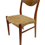 Mid-century teak dining chair by Arne Wahl Iversen for Glyngøre Stolefabric