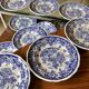 Lot de 12 assiettes, Luneville & KG, décor bleu, champêtre