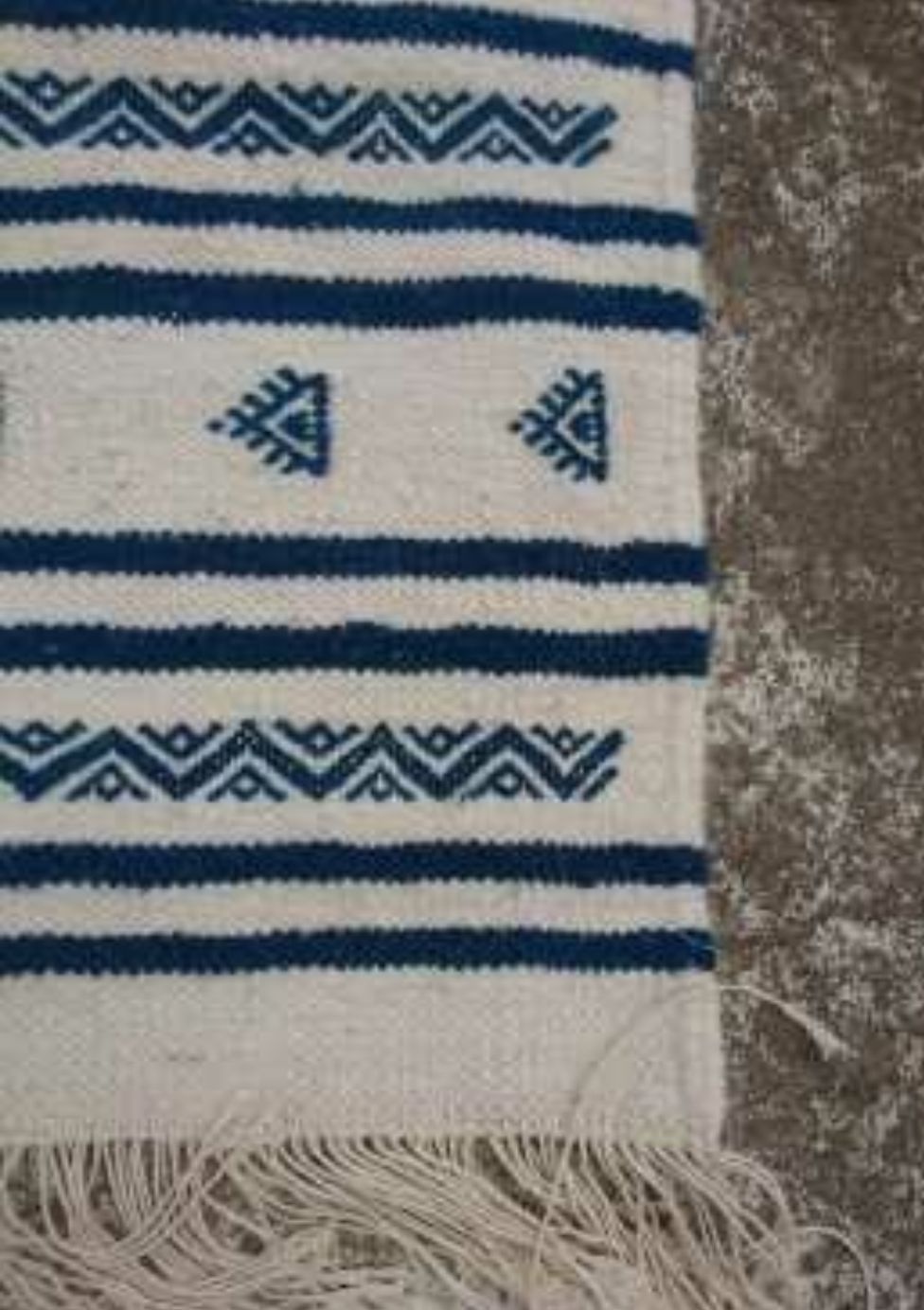 Kilim blue and white corridor in pure wool 70x180cm