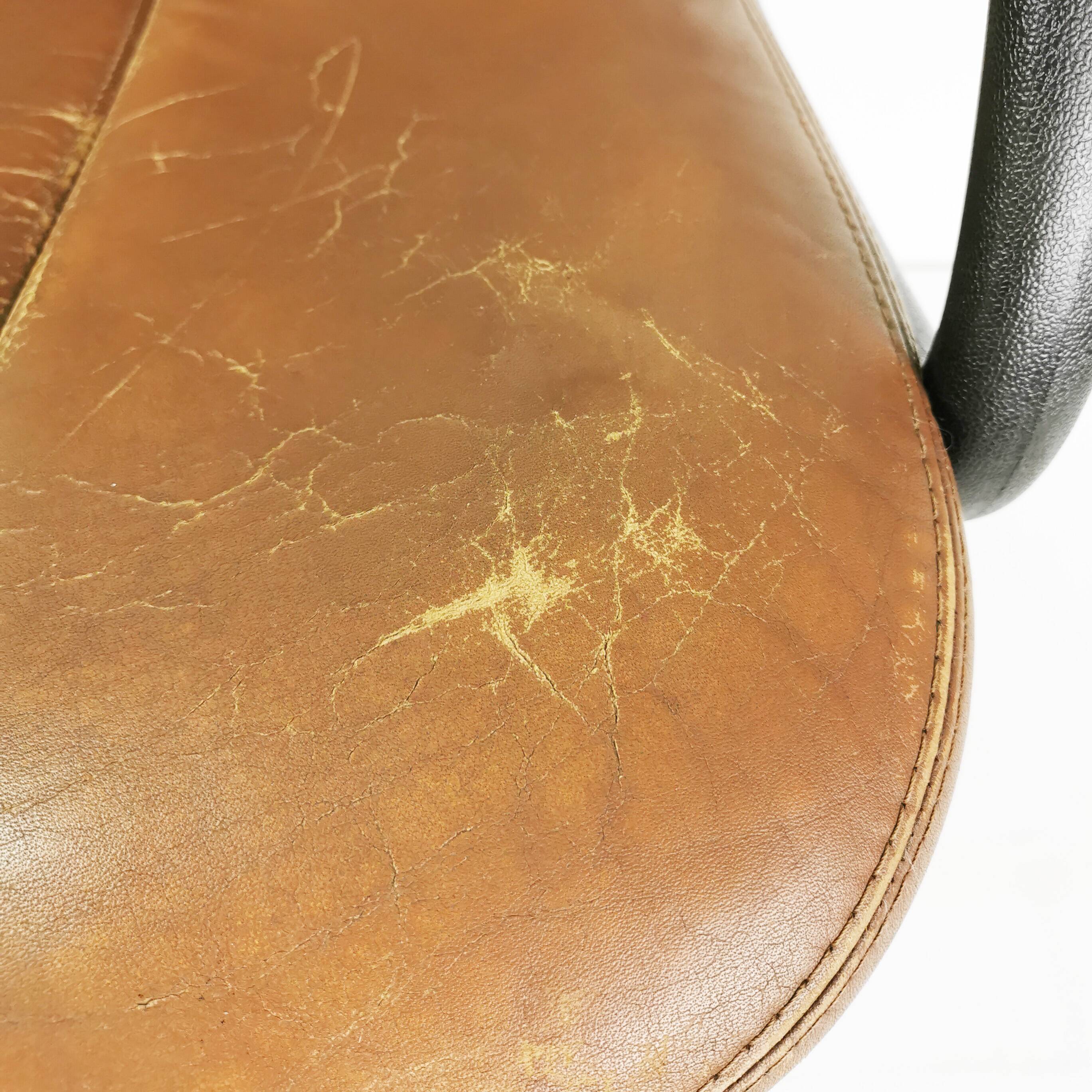 Leather desk chair, Vitra, designed by Wolfgang Mueller, 1970s.