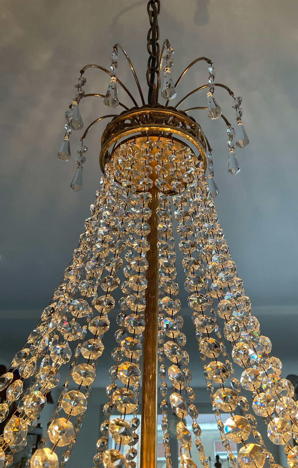 Bronze hot air balloon chandelier and crystal tassels