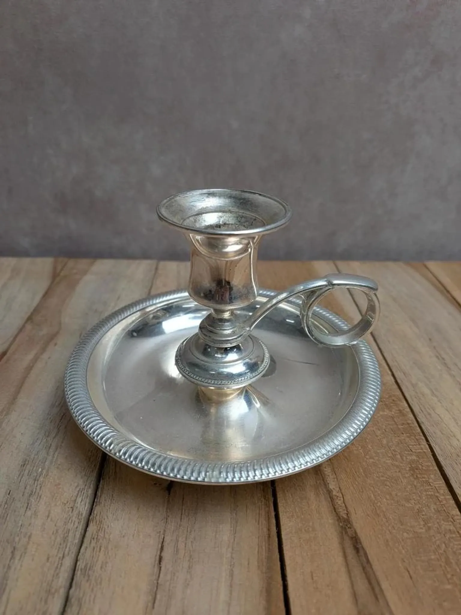 Silver-plated hand candlestick – Rat of the cellar – Vintage