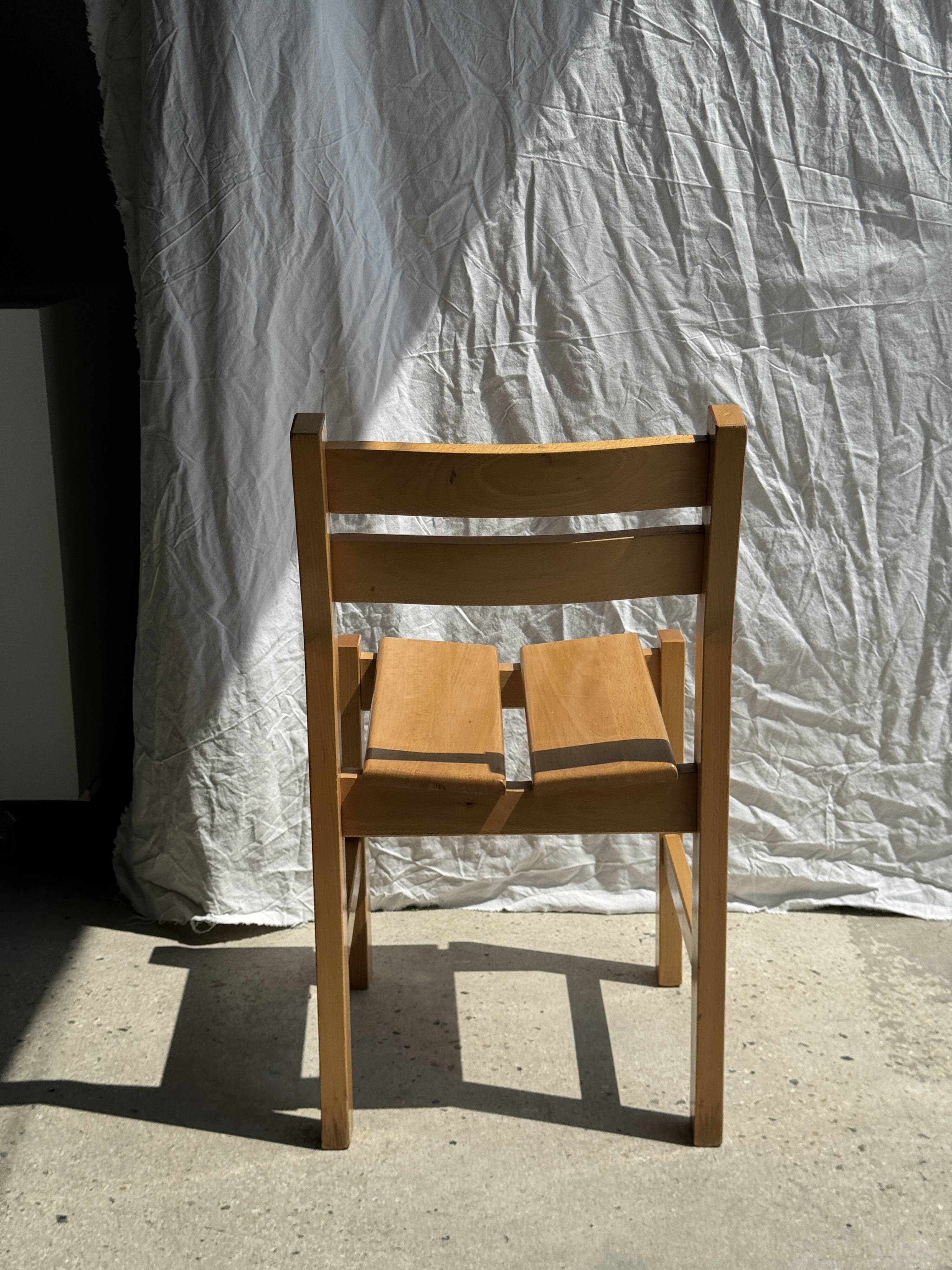 Vintage pine chair, old ski resort furniture