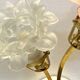 Double wall light with pink and white flower tulips brass LAMP-7103