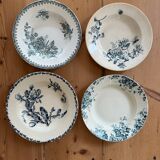 Series of 4 mismatched soup plates “Terre de Fer”