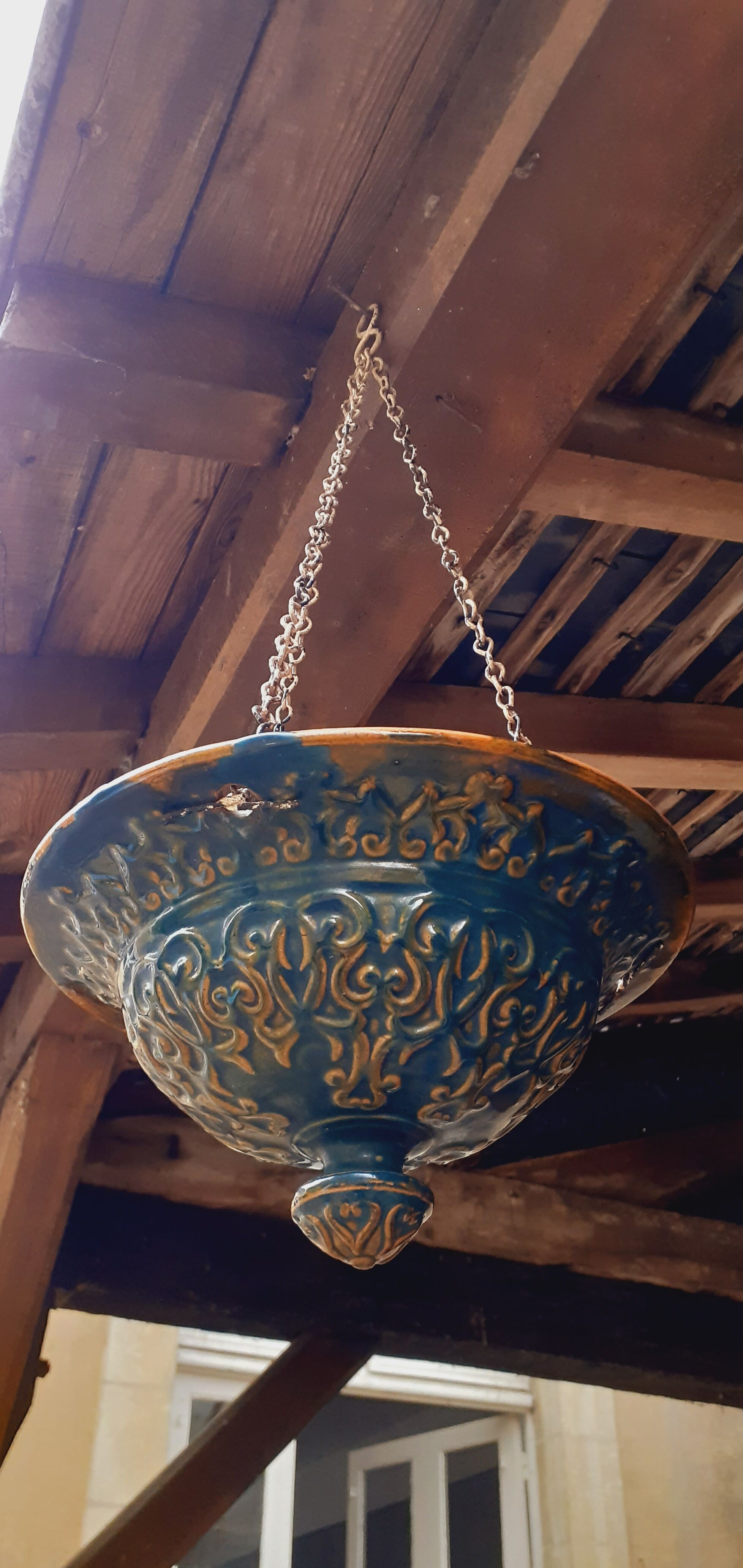 Hanging planter in glazed terracotta late nineteenth