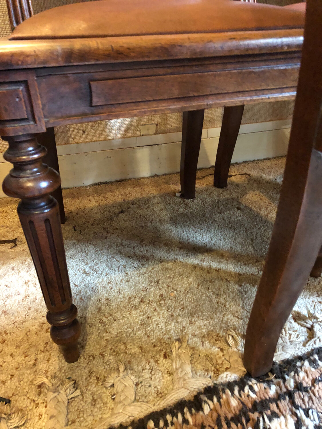 Leather and wood chairs