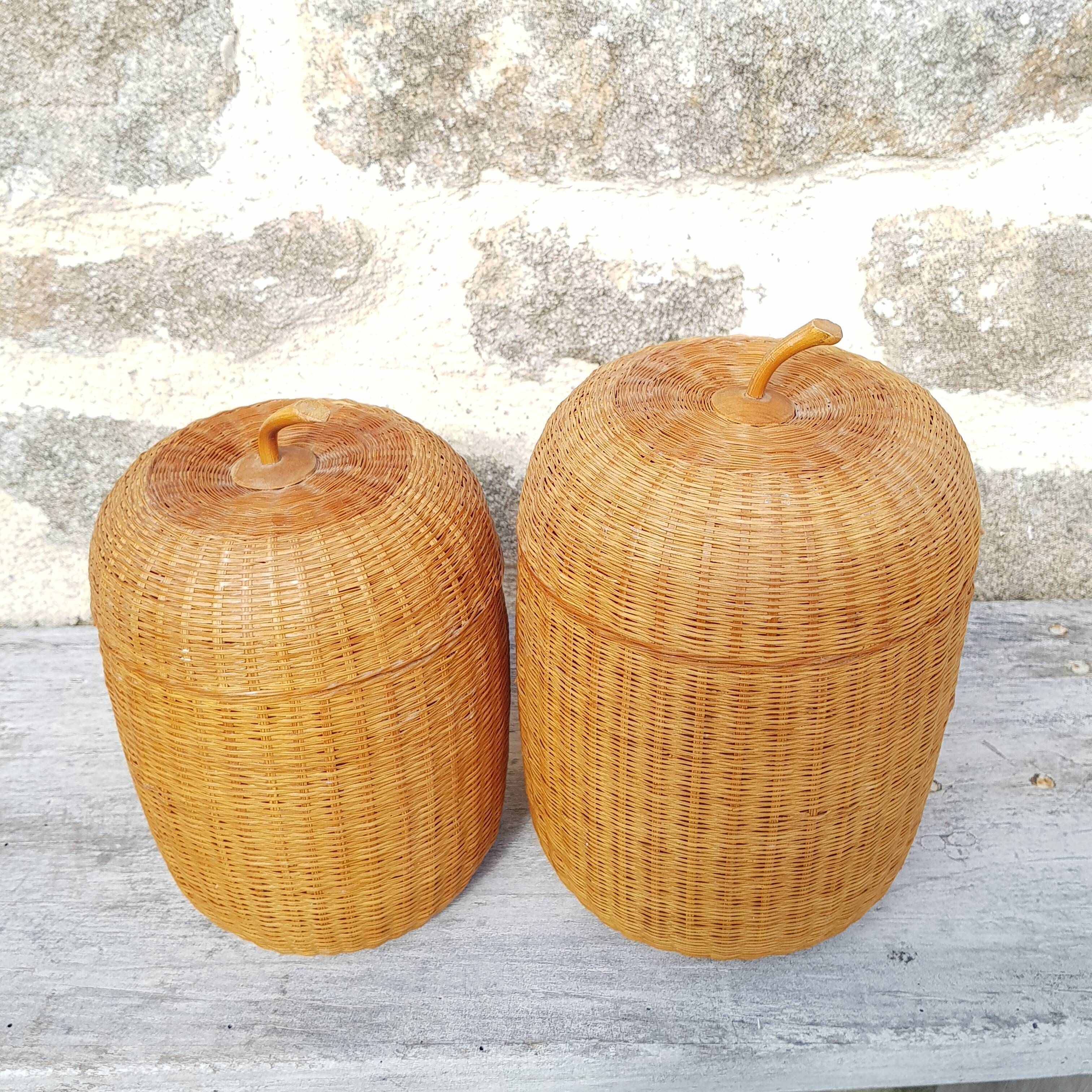 2 boxes rattan H18 & 21 cm