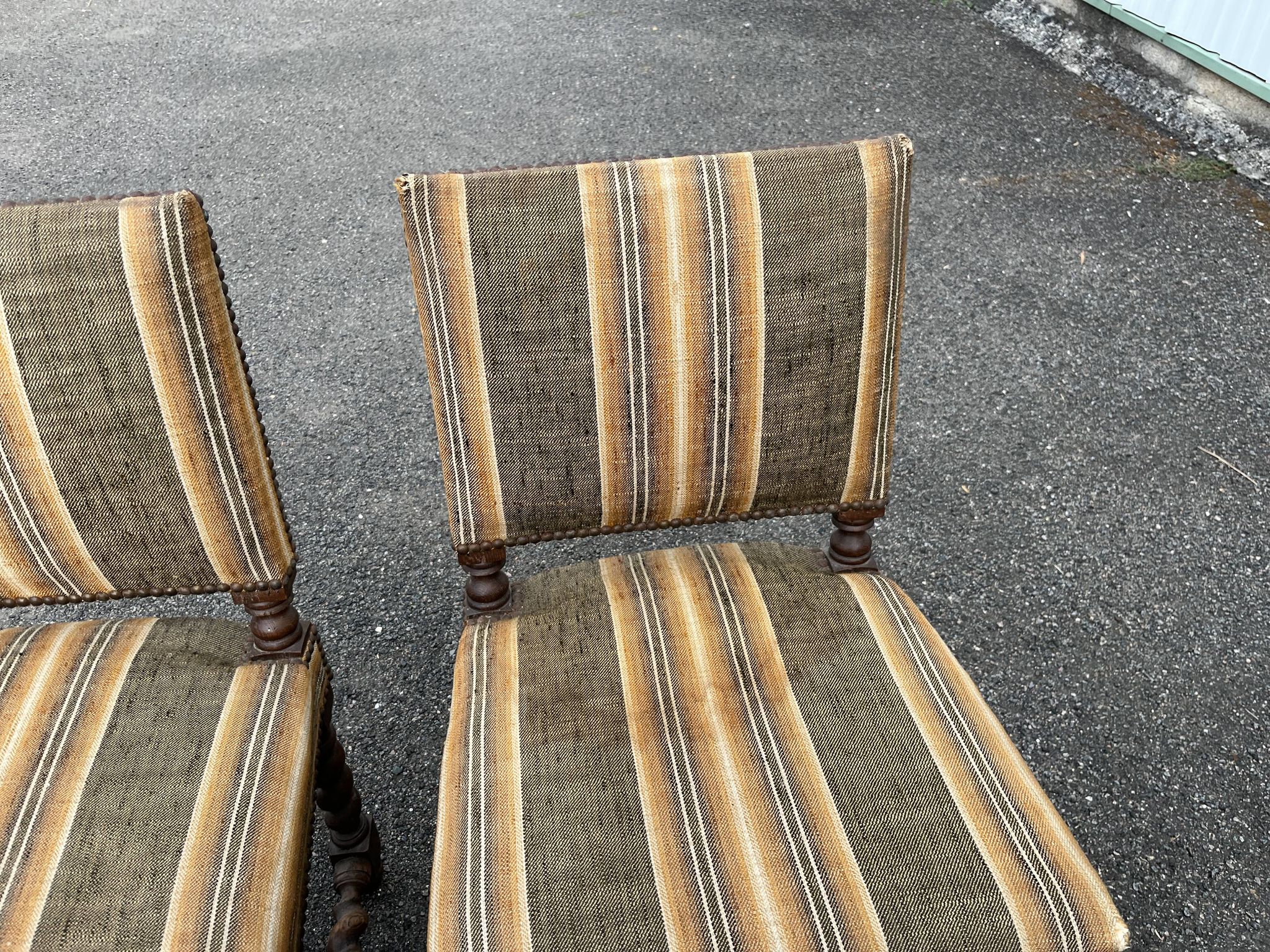 Pair of antique Louis XIII style chairs with twisted legs