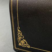 Le Tanneur mail binder sorter leather gilded decoration with small Regency style iron