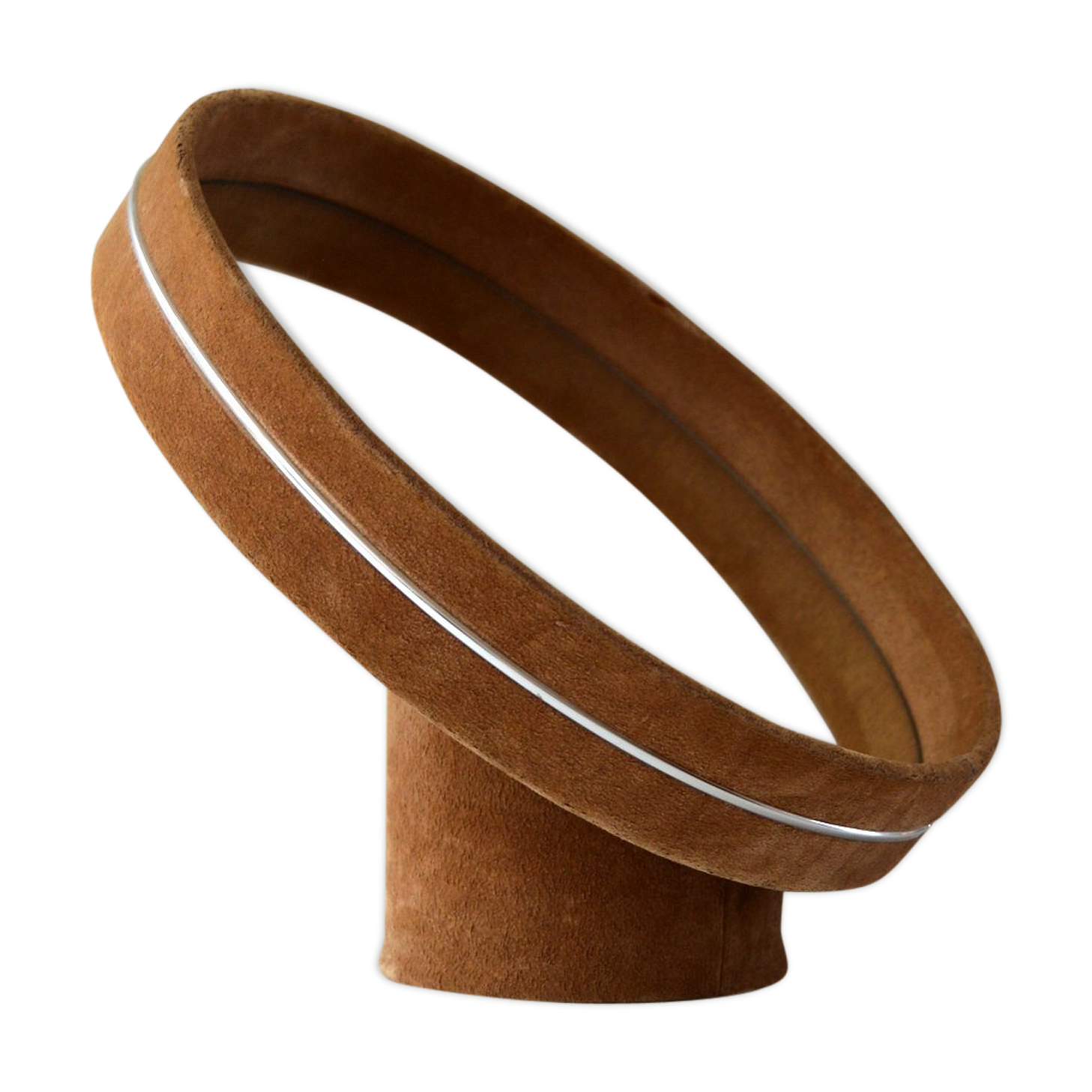 Mirror round support 1970 vintage Velvet 42cm