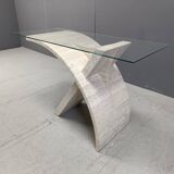 Sculptural vintage travertine console table, 1970s