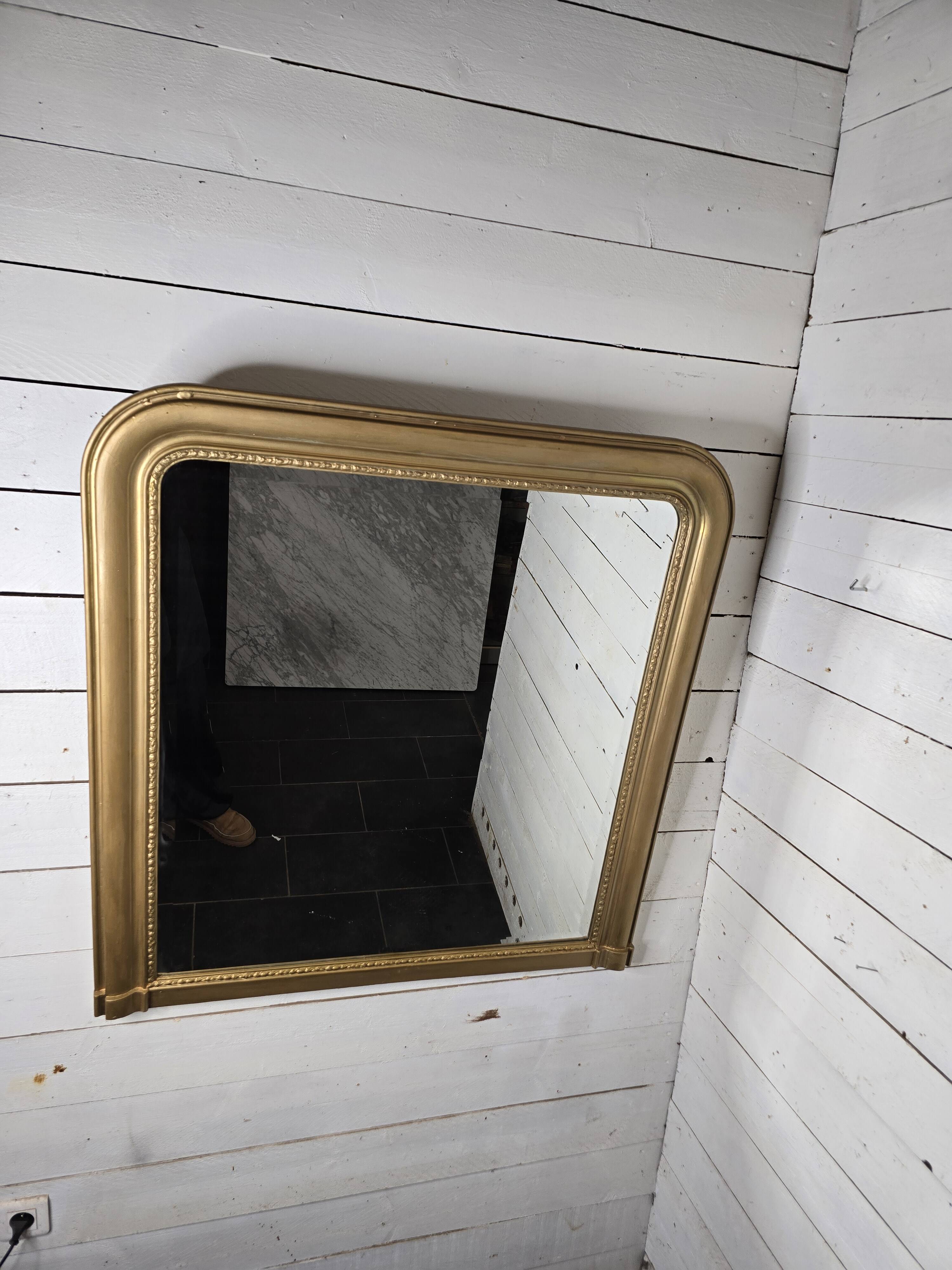 Old Louis Philippe style gilded mirror beveled mirror