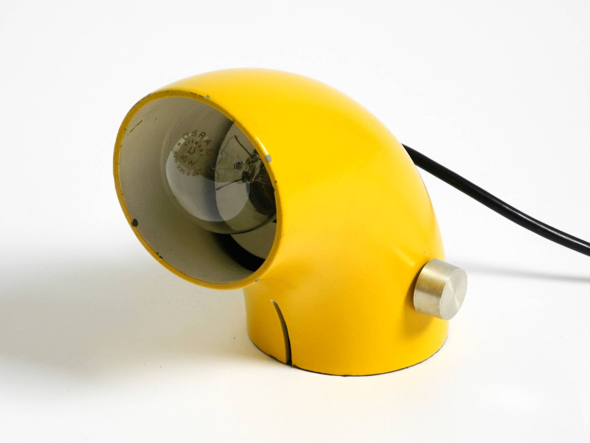 Very rare original Space Age 60s yellow table lamp made of iron by Temde