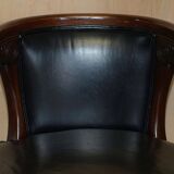 Original Regency office chair in leather and hardwood, style 1815.