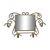 Wall-mounted gilded wrought iron coat rack with mirror