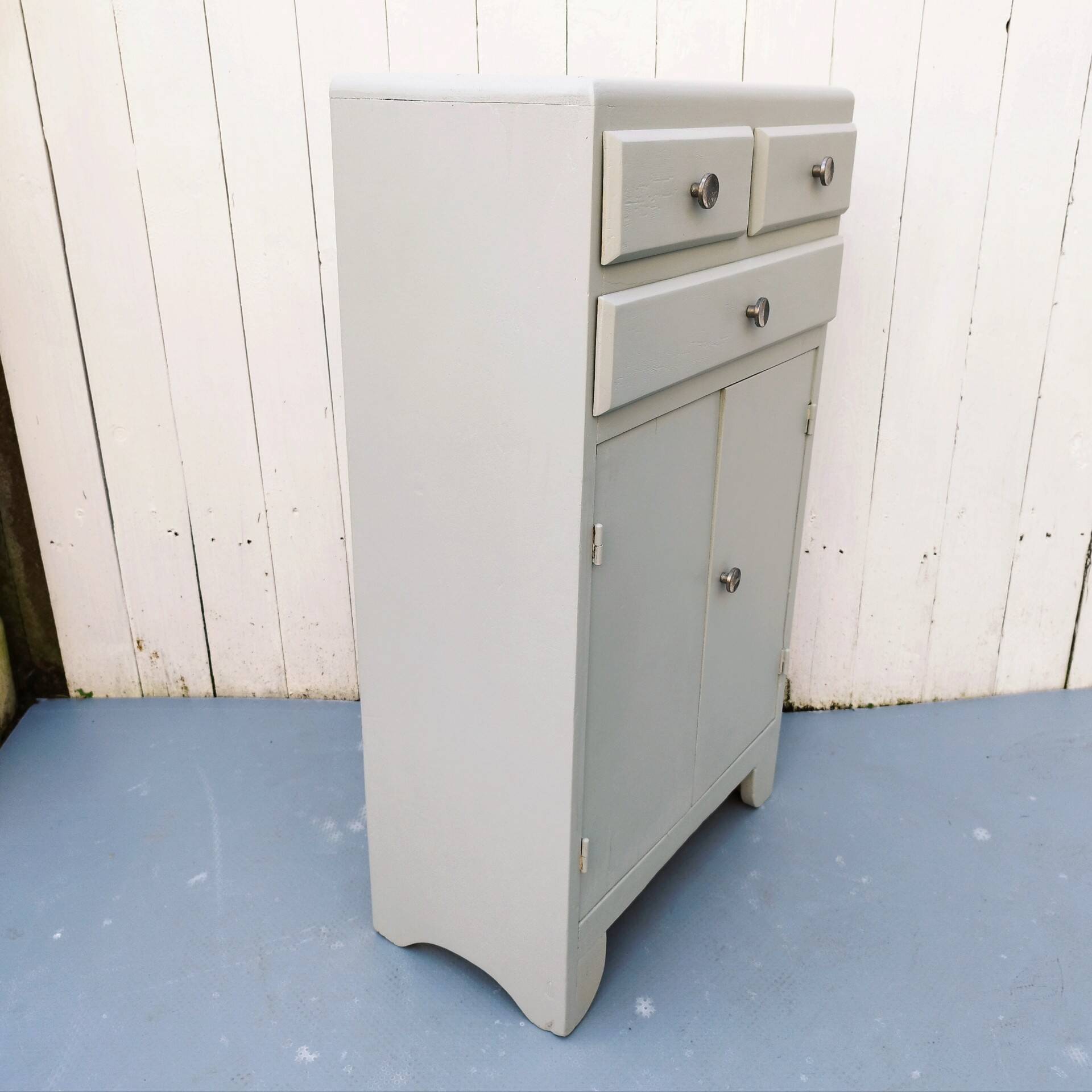 Vintage gray painted wood side furniture