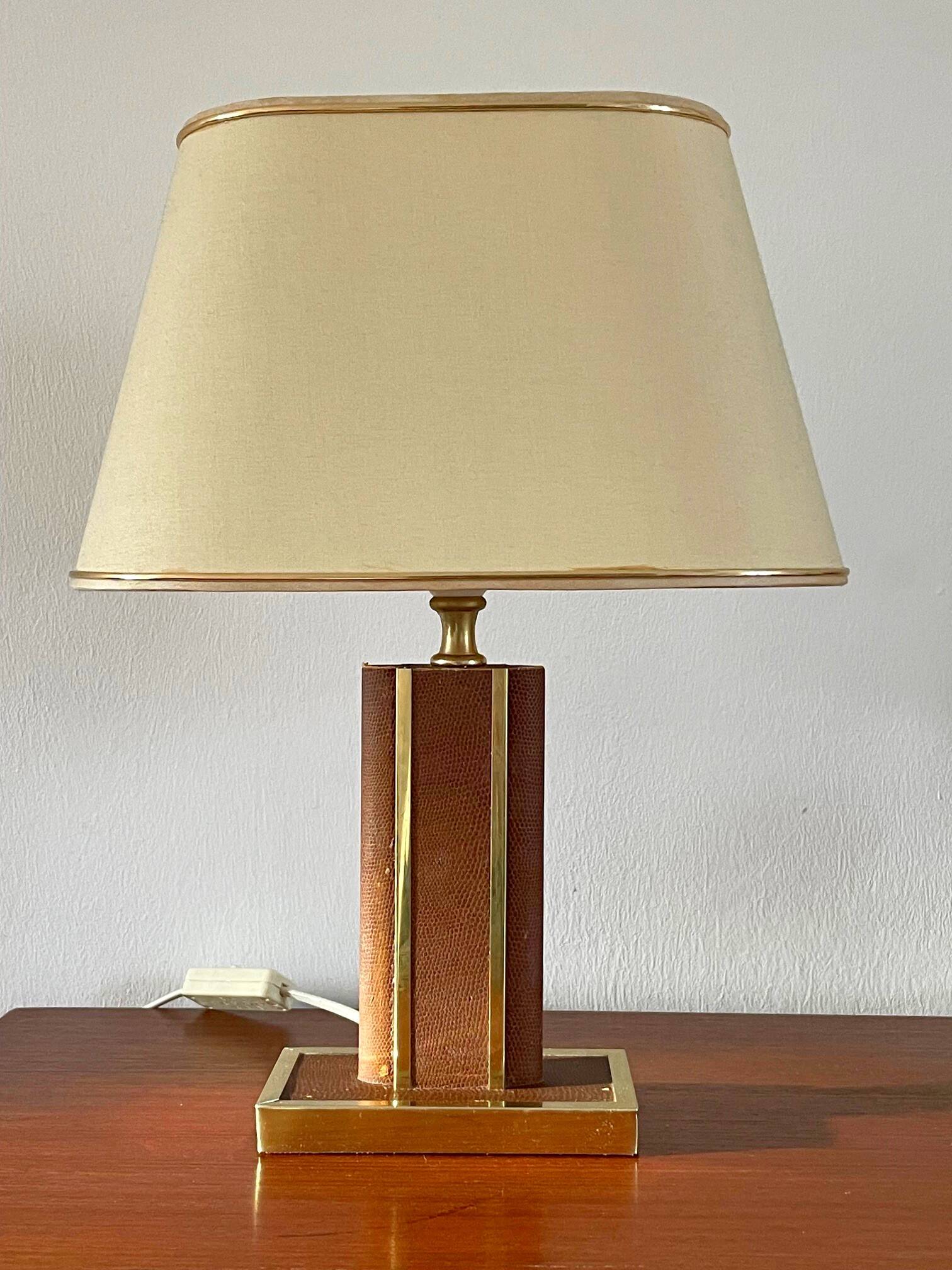 Vintage leather lamp by Robert Schuytener from the 1970s.