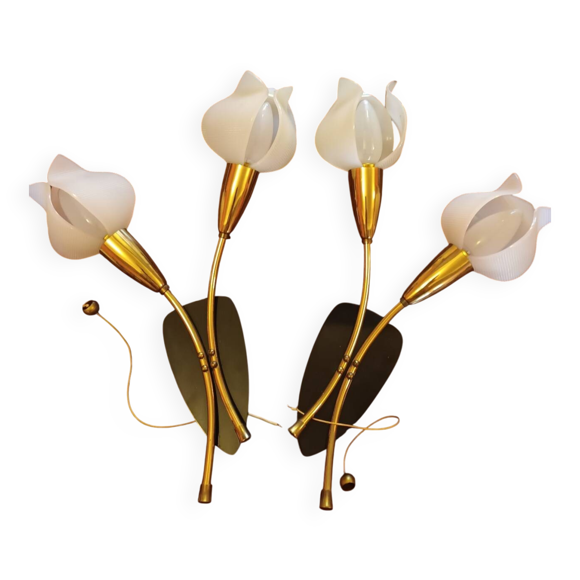 Deux paires appliques Tulipes années 60