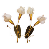 Deux paires appliques Tulipes années 60