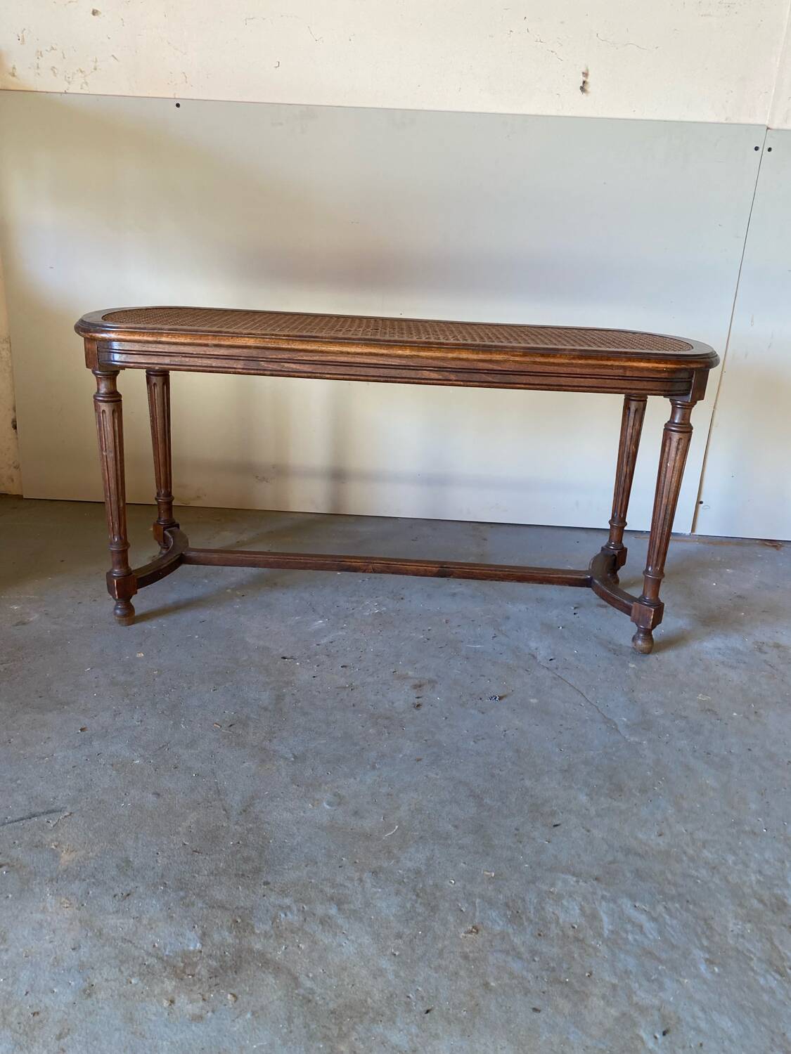 Louis XVI style 2-seater caned piano bench