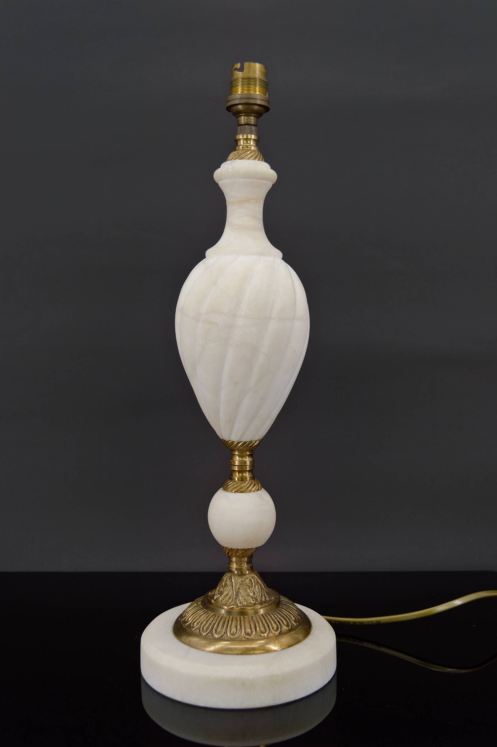 White neoclassical style lamp in alabaster and bronze, italy, circa 1950