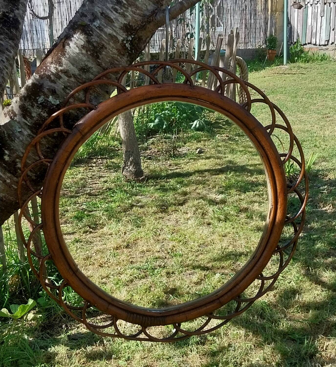 Rattan mirror