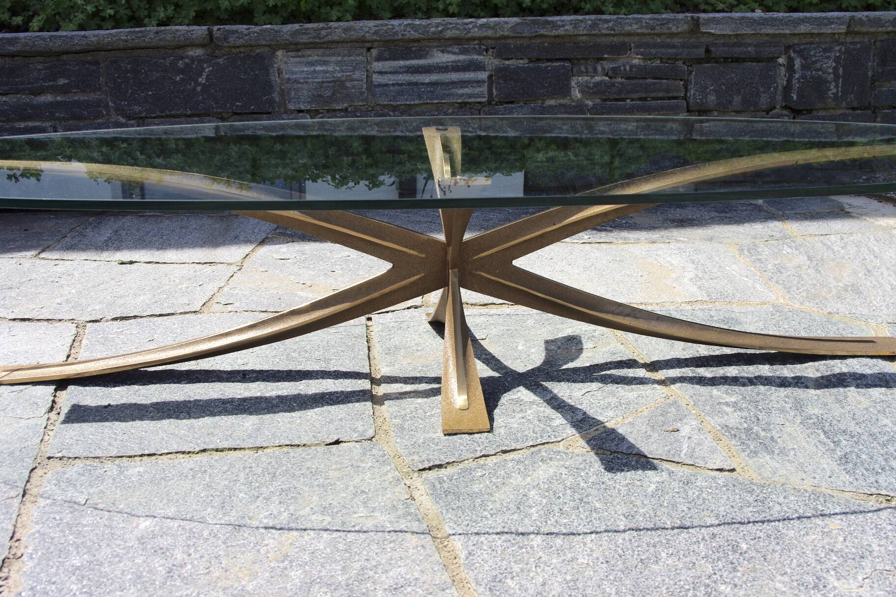 Rare oval coffee table by Michel Mangematin
