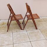 Pair of vintage bamboo folding chairs