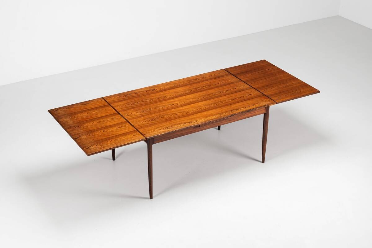 Niels Otto Moller large extendable dining table rosewood Denmark 1960