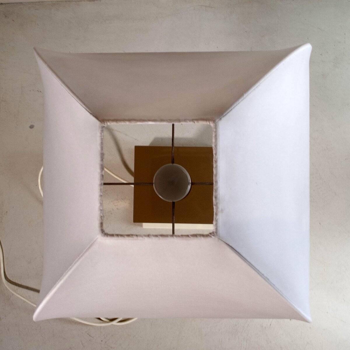 Table lamp in brass and lacquered metal with a fabric shade by Romeo Rega, 1960s.