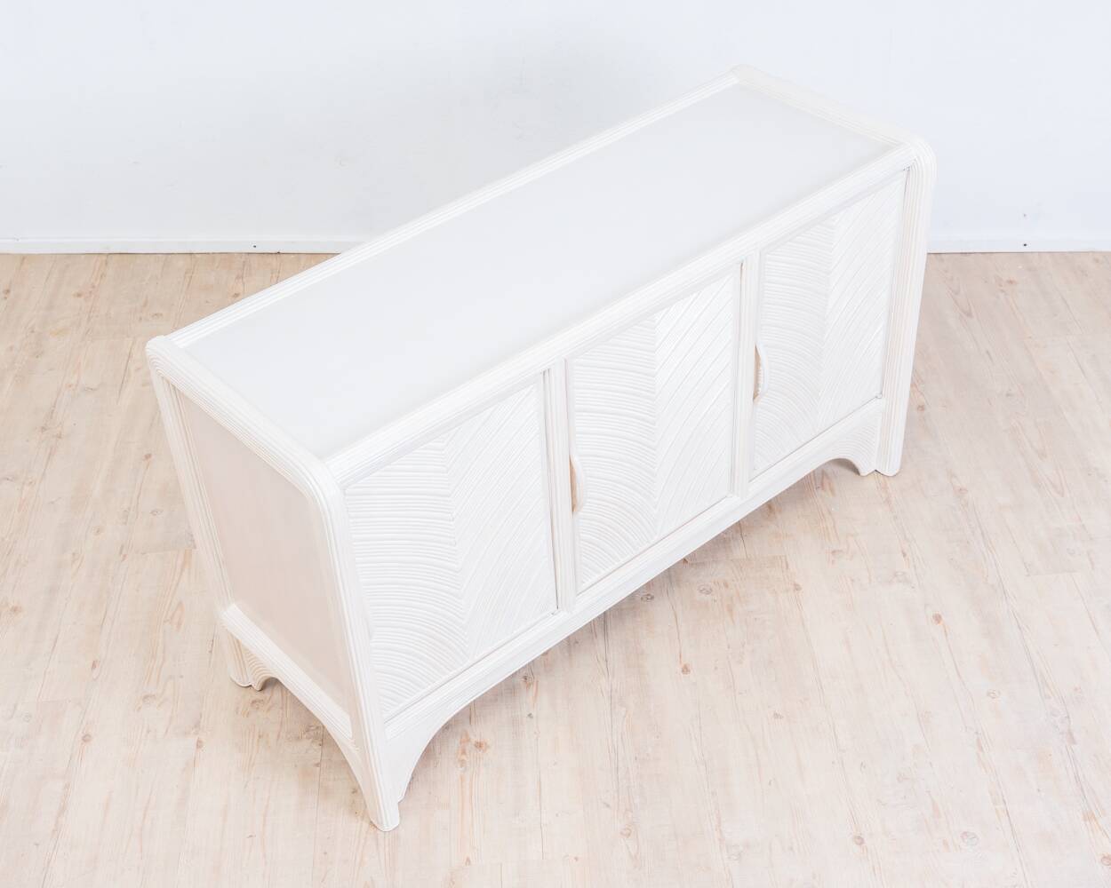 Enfilade Mid-Century Pencil Reed / en rotin, costal design des années 80.