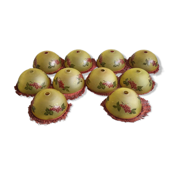 Set of 10 vintage 1960s glass shade lamps with grape decoration