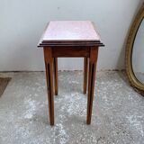 Table billot avec marbre rose art déco