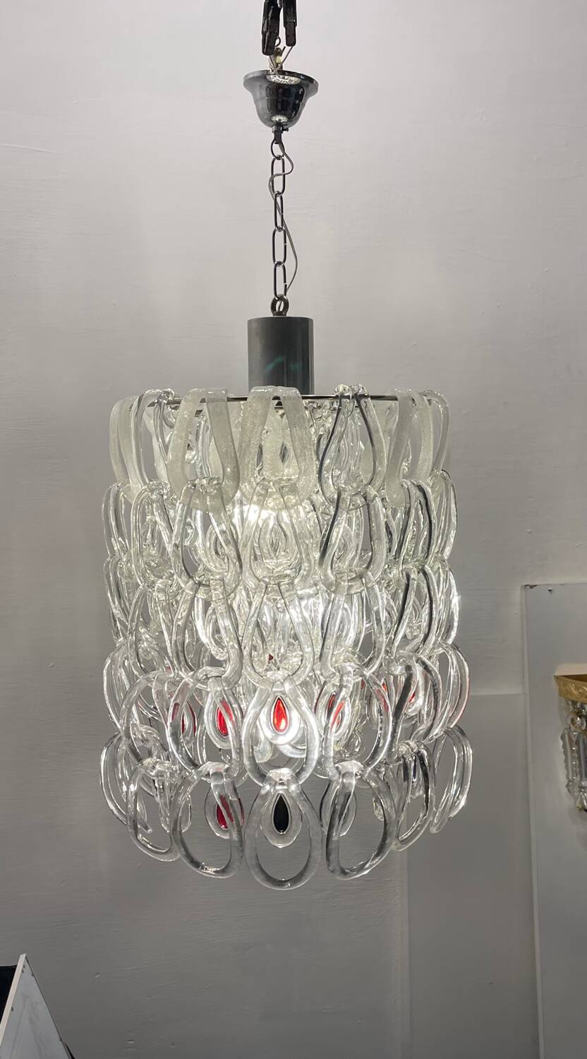 Grand lustre Murano Giogali Link par Mangiarotti Angelo 1970