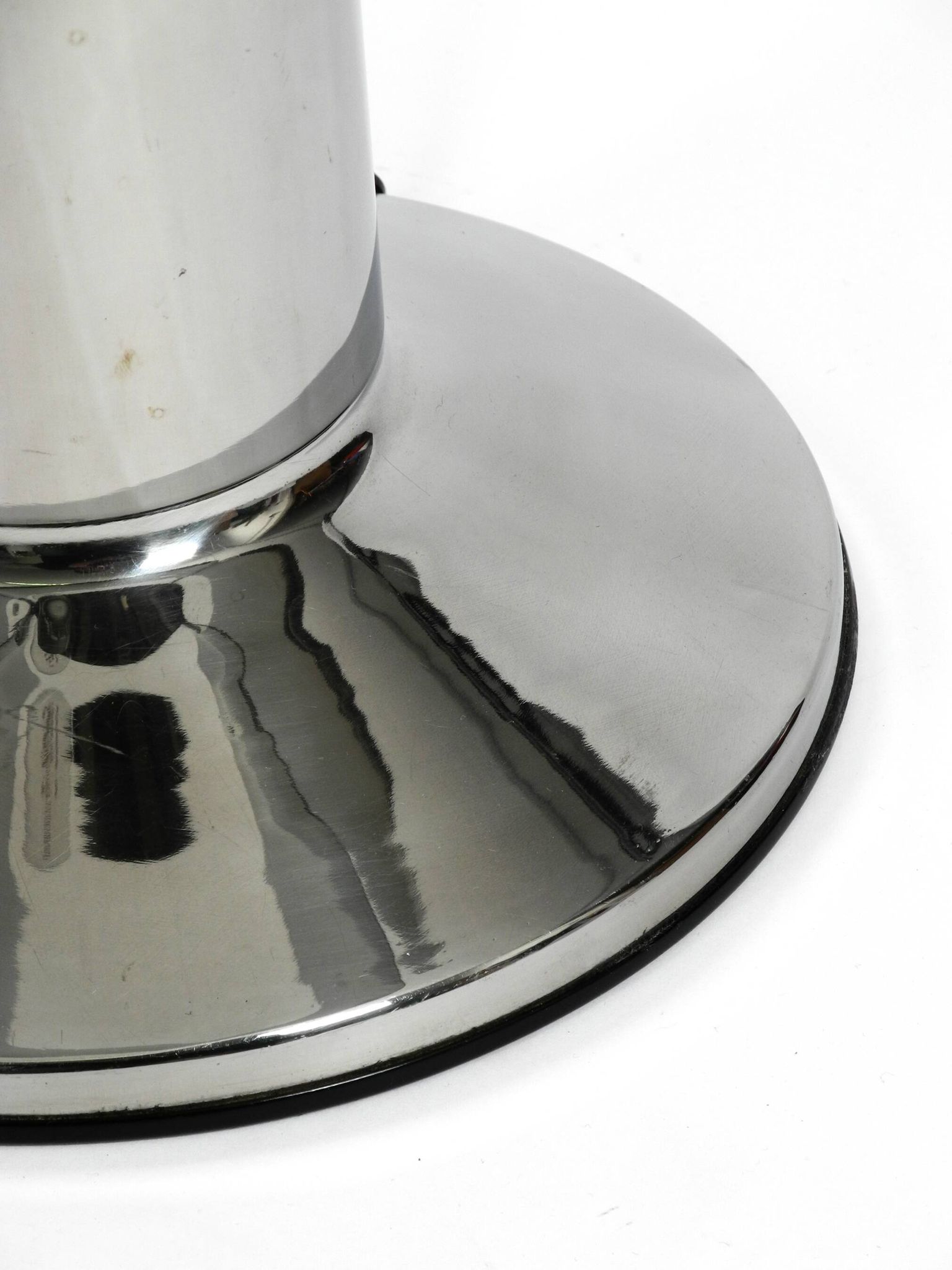 Heavy huge XXL 1970s metal chrome table lamp with metal shade | Heigh 75 cm