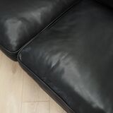 Black leather sofa, Danish design, 1970s, manufacture: Hurup Møbelfabrik
