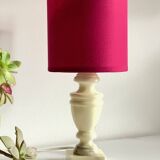 Lampe marbre et tissu fuchsia vintage