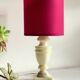 Lampe marbre et tissu fuchsia vintage