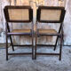 Pair of wood folding chair and vintage cannage #a084