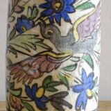 Antique Iznik Style Pottery Bottle with Birds, Ottoman Revival Ceramic Vase