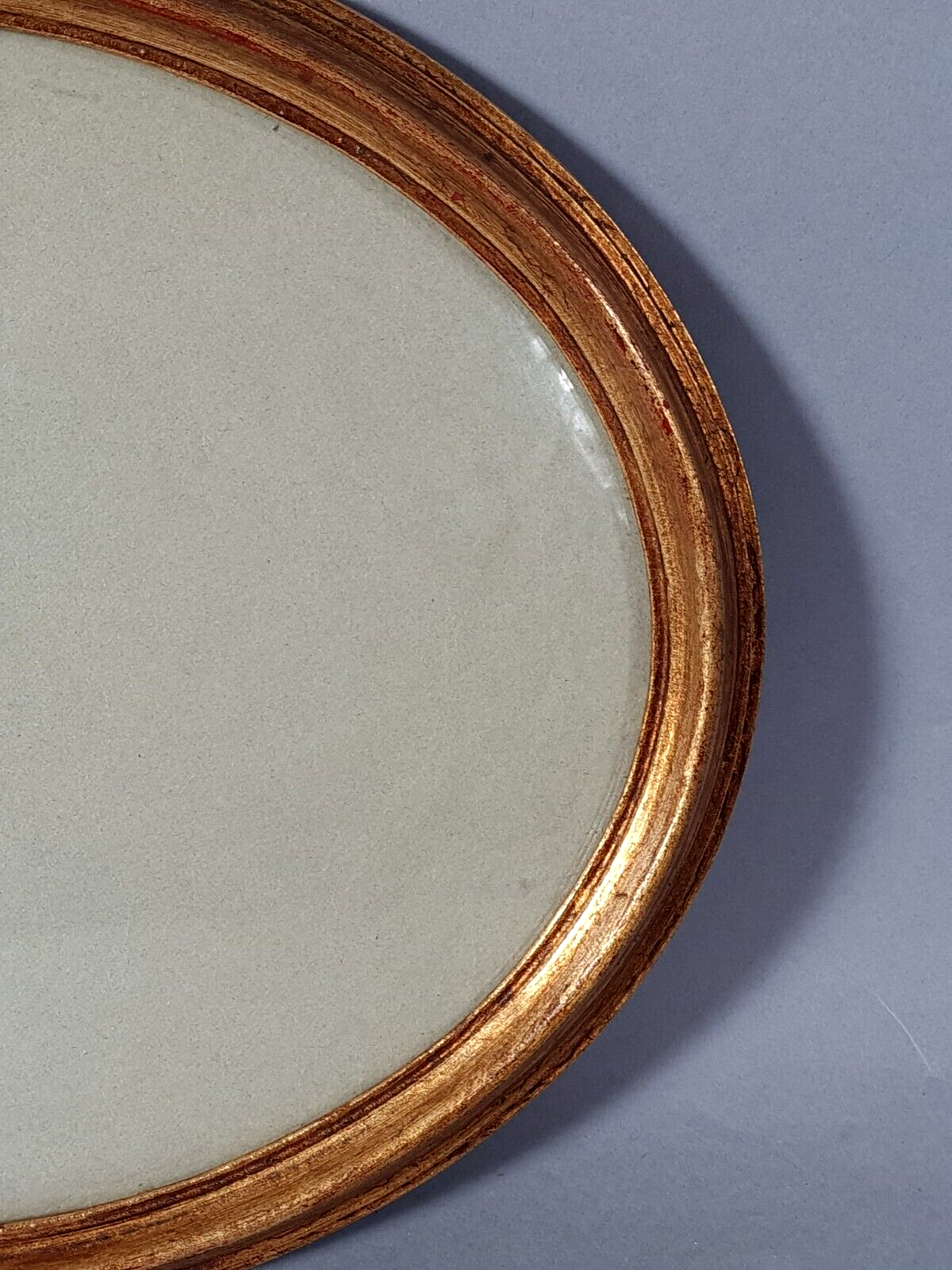 Oval frame curved glass gilded wood gold leaf 34x28 foliage 29.5x23.5 cm SB