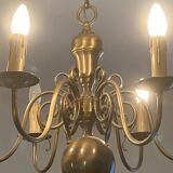 Solid Dutch bronze chandelier with two appliques
