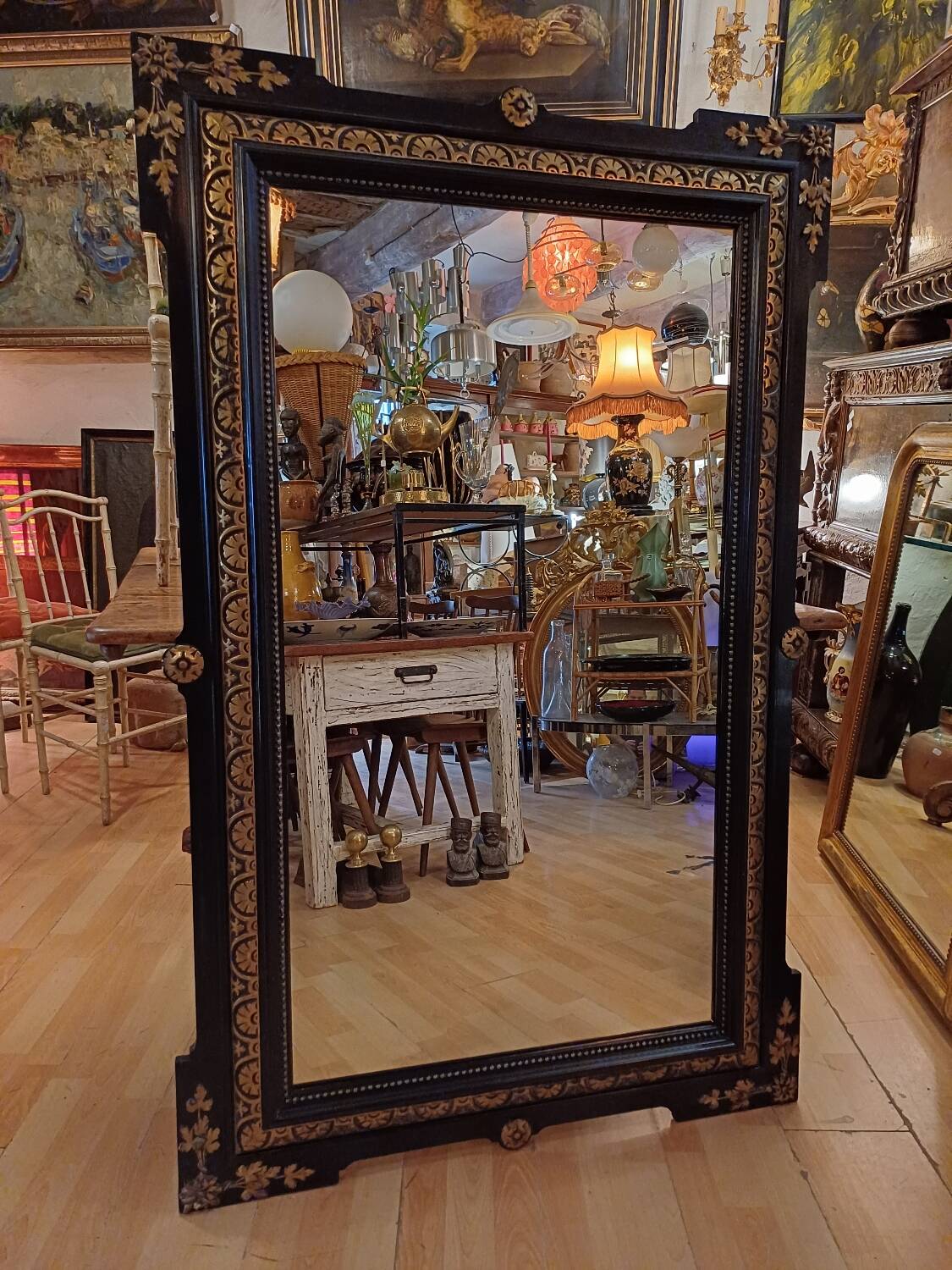 Large mirror from the Napoleon 3rd period, 19th century. 1.51 m/ 96 cm