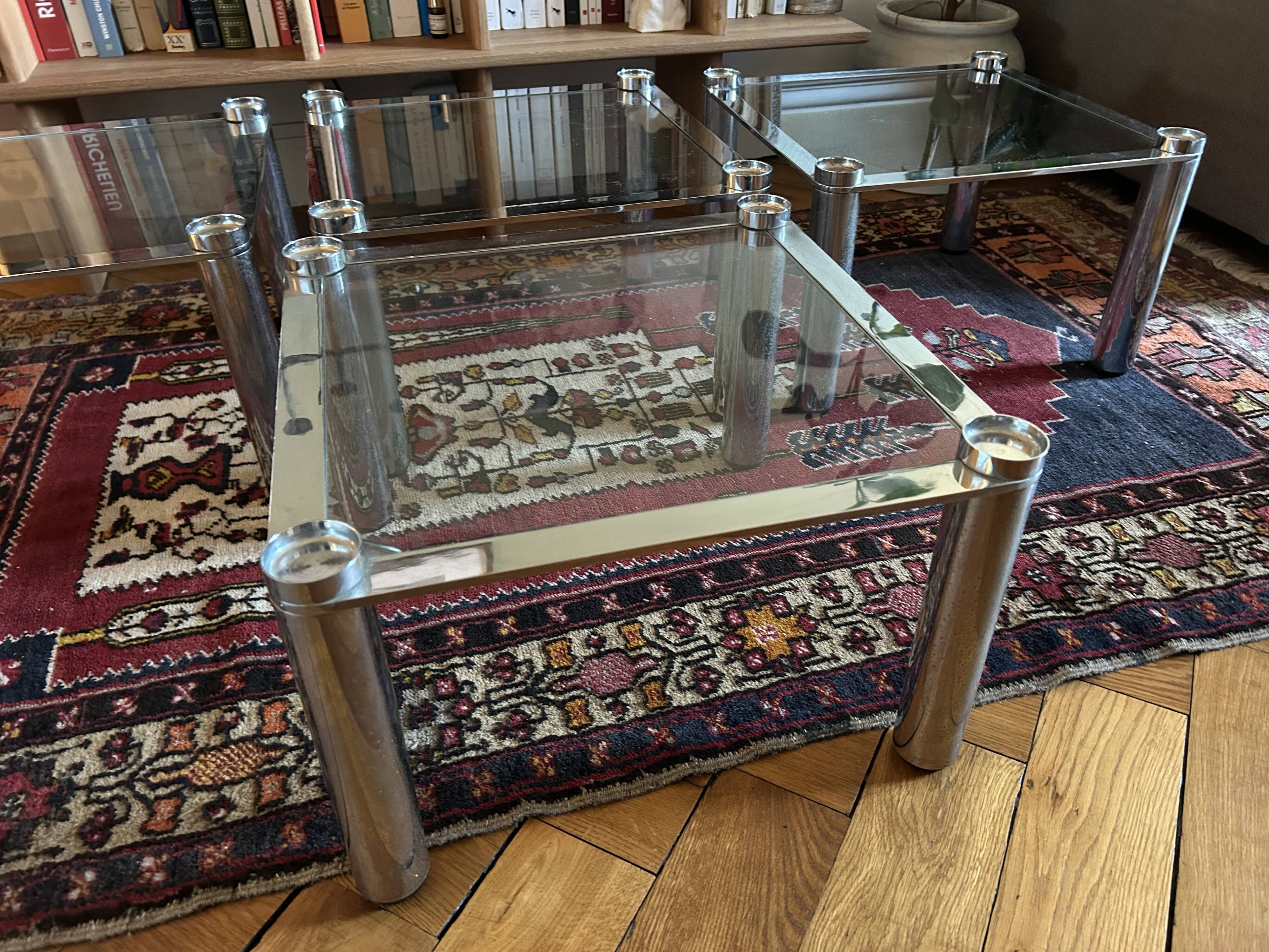 Glass and chrome coffee tables