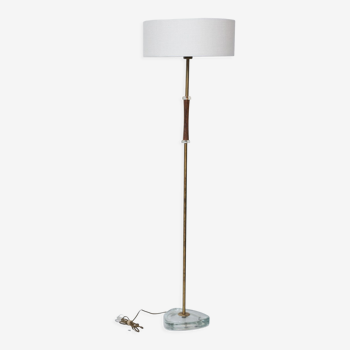 Glass and brass floor lamp by Carl Fagerlund Orrefors, Sweden 1960